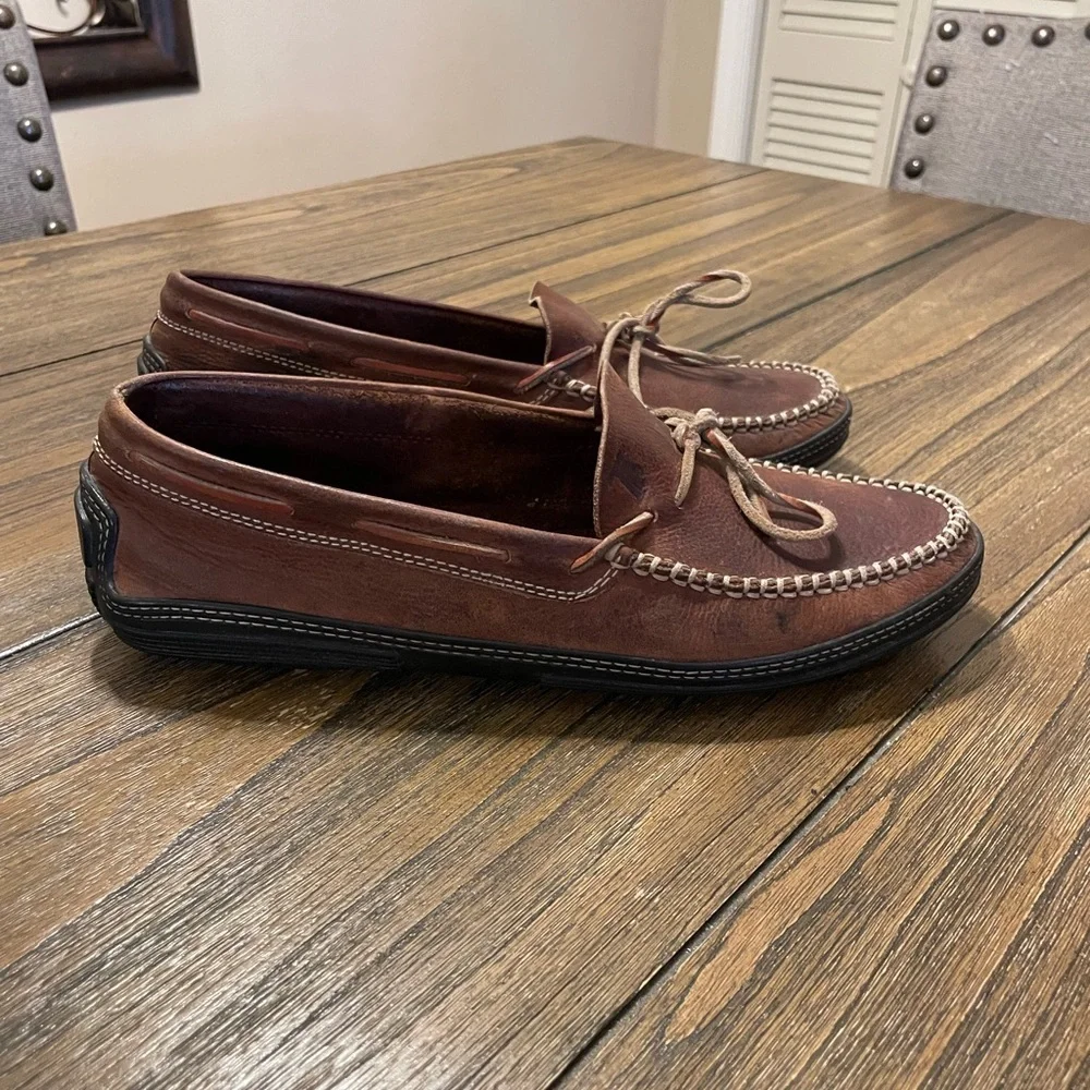 Tod’s Brown Leather Driving Loafers Men’s 9.5 (Estimated) Lace Moccasins Italy